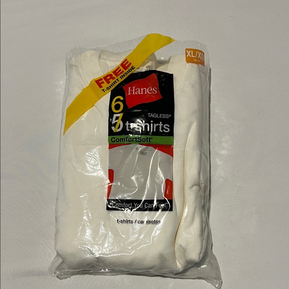 Hanes ComfortSoft White T-Shirt Pack Boys size XL/Open pack count 3 pcs